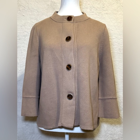 J. McLaughlin sweater jacket blazer tan beige button down preppy classic buttons - Picture 1 of 9
